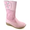 Princess Stardust 'Prima' Girls Long Leg Zip Up Boots With Lights Sole Unit And Flower Detail - Pink