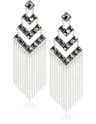 Jules Smith "Dynasty" Silver and Black Crystal Chandelier Earrings