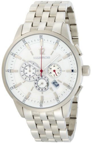 K&BROS Men's 9461-2 Steel Chronograph Silver-tone Bracelet White Dial Watch