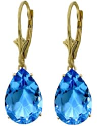 14k Gold Leverback Earrings with Genuine Blue Topaz