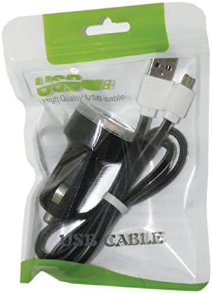 High Quality USB Cable &amp; Car Charger Combo, Sync and charge Cable &amp; Car Charger for Android [12 Month Warranty] (Black)