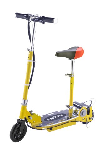 94716 NEW 2012 MODEL TOP QUALITY 120 WATT FOLDABLE RECHARGEABLE ELECTRONIC RIDE ON SCOOTER E-SCOOTER WITH ADJUSTABLE SEAT IN YELLOW <<<THT Trade>>>