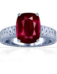 18K White Gold Cushion Cut Ruby Fana Designer Ring