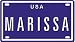 MARISSA USA MINI METAL EMBOSSED LICENSE PLATE NAME FOR BIKES, TRICYCLES, WAGONS, KIDS...
