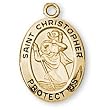 12K Gold Filled Saint Christopher Medal and 18-inch Chain