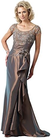 Mother of the Bride Dress with Short Sleeves by Montage 112922 (Bronze, Size 16)