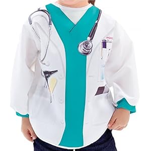 Mixed Pears, Long Sleeved Bib, Doctor, Feeding Costume Smock, 6m-3y, Professions