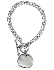 Sterling Silver Oval Rolo Link w/ Round Tag Necklaces and Bracelets, sizes 7, 8 & 18 inch