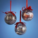 2.75" Thomas Kinkade Decoupage Church Winter Scene Christmas Ball Ornament
