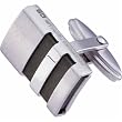 Stainless Steel Black and White Horizontal Design Cufflinks