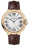 Cartier Ballon Bleu Extra Large Silver Dial 18kt Rose Gold Leather Mens Watch W6920054