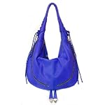 ORYANY Blue Leather Handbag Genuine Leather Zippered Hobo