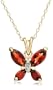 Yellow Gold Plated Sterling Silver Garnet and Diamond Accent Butterfly Pendant, 18"