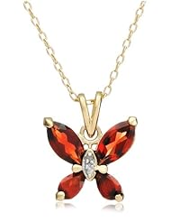 Yellow Gold Plated Sterling Silver Gemstone and Diamond Accent Butterfly Pendant Necklace, 18"