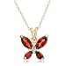Yellow Gold Plated Sterling Silver Garnet and Diamond Accent Butterfly Pendant, 18"
