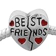 Pandora Style Antique Silver Plated BEST FRIENDS Heart Shaped Bead *Fits Pandora, Chamalia, Biagi