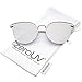 zeroUV - Metal Frame Arrow Temples Cateye Sunglasses For Women With Colored Mirror Flat Lens 58mm (Silver/Silver Mirr)