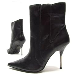 ALDO "Hot Metal" Damen High Heels Stiefel metallik Leder (Schwarz/Silber) EUR 42
