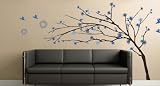 Tree Branches Blue Flowers Wall Mural Decal Sticker
