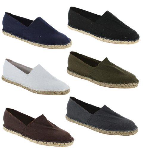 New Mens Casual Espadrilles Canvas Pumps Plims Flat Shoes Sizes UK 6 7 8 9 10 11, Charcoal, UK 10