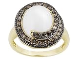 10KT 5.15CT WHITE AGATE WITH .45CTW CHOCOLATE DIAMOND RING