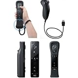 Bizrusonline- Wii Remote 4 en 1 - Pas fabriqu� par Nintendo-Inclus: Wiimote Noire (T�l�commande Wii Noire) + Manette Nunchuck Wii Noire + Wii MotionPlus + Housses protectrices pour Contr�leur - Noire - Neuf Emballage en papier bullepar Nintendo