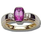 .11 CT 7X5 BARRELL CUT MYSTIC PINK TOPAZ TWOTONE RING
