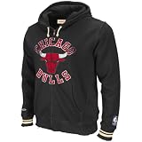 Chicago Bulls Black Mitchell & Ness Center Of Attention Fleece Hooded Sweatshirt
