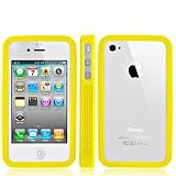 Electromaster(TM) Brand – Yellow Bumper Silicone Rubber Gel Soft Skin Case Cover for AT&T Verizon Sprint Apple iPhone 4S 4G 4