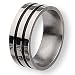Black Enamel Grooved Flat Polished Titanium Ring (8.0 mm) - Sizes 8-12