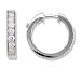 1 Carat Bead Set Diamond Hoop Earrings in 14k White Gold (with Safety Lock)