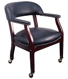 Guest Chair / Visitors Chair - Traditional Captain's Chair with Black Vinyl - B-Z100-BLACK-GG