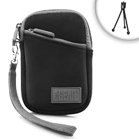 Protective Neoprene Glove Case (black) With Wrist Strap and Belt Loop for Flip Video Camera , Ultra HD , Mino , Slide and More *Includes adjustable tripods