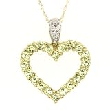 10k Yellow Gold Heart Shaped Peridot Pendant w/ Diamond Accent
