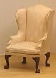 SaLe!!! Upholstered Dollhouse Miniature Wing Chair in Pale Apricot Cotton