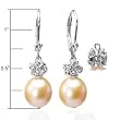 Isabella Rose 9-10mm Pearl Drop Silver Earrings, Peach Pink