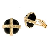 Onyx Gold Vermeil Mens Cuff Links Gift for Him