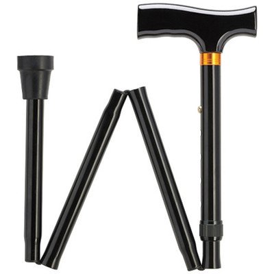 Unisex folding adjustable fritz cane black aluminum  -a…