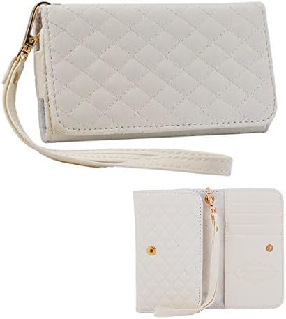 VAMVAZ White Fashion Wristlet PU Leather Flip Wallet Full Body Protector Quilted Bag Case Cover Skin For iPhone 4 4G 4S 5 5G 5S 5C iPod Touch 5 Samsung S3/S4/S5 Mini Blackberry Z10 HTC One Mini HTC Resire 300 SONY Xperia Z1 Compact NOKIA Lumia 928