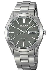 SEIKO Titanium Men's Bracelet Watch with Dark Gray Colored Dial. Model: SGG707-WF