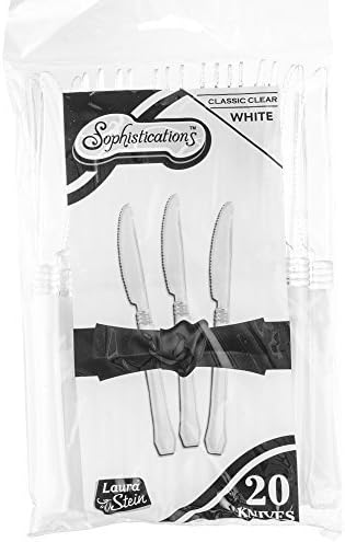 Sophistications 2 Pc Knives Clear Head With White Handle Pack Of 20