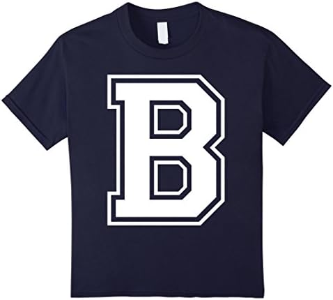 Kids Letter B College Varsity Athletic Sport Font Initial T-Shirt 8 Navy