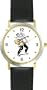 Singer with Guitar Imitating A Famous Rock & Roll Star (Cartoon) - WATCHBUDDY� DELUXE TWO-TONE THEME WATCH - Arabic Numbers - Black Leather Strap-Size-Children's Size-Small ( Boy's Size & Girl's Size )