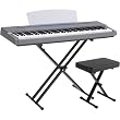 Yamaha P65MSB 88-Key Weighted graded hammer action keys, comes with stand and bench