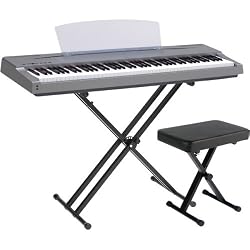 Yamaha P65MSB 88-Key Weighted graded hammer action keys, comes with stand and bench