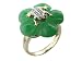Frog on Green Jade Flower Ring, 14k Gold