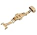 RECHERE 20mm Stainless Steel Push Button Butterfly Deployment Clasp for Leather Watch Band Strap Gold