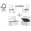 Kindersitzgruppe Kinderm�bel Sitzgruppe 1 Tisch + 2 St�hle Kolonial+ Kindertruhenbank Kinderbank Truhenbank in Wei�lack inkl. Spielzeugkiste Stauraum f�r die Spielsachen Nila