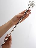 Silver and Sparkly Rhinestones Scepter or Wand for Princess Wedding, Pagent, Prom, Quinceañera, or Costume - 18-1/2 Inches Long