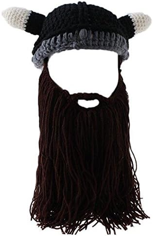 Adult Kids Viking Long Braided Beard Beanie Knit Hat Ski Winter Snow Face Mask